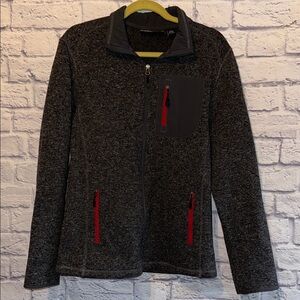 Swiss Tech Gray Zip-Up Jacket with Red Accents Size Small 34-36 Unisex